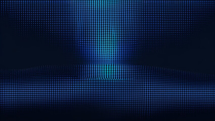 Abstract blue lights creating wavy pattern on dark background