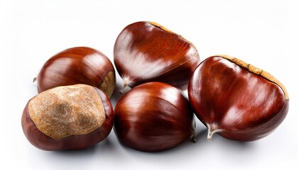 Fototapeta premium Chestnuts on a white background