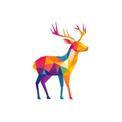 Obraz premium Colorful geometric deer design, nature, wildlife, illustration, digital art, website, logo
