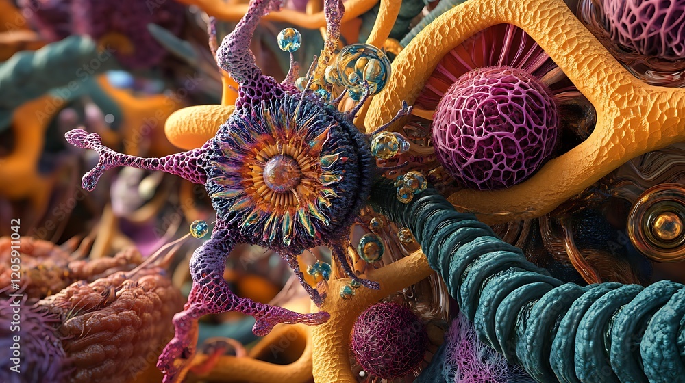 Fototapete abstract 3d rendering of intertwined organic structures