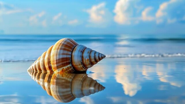 A video of a seashell on the beach is great for advertising tourist destinations, hotels by the sea or products related to rest and relaxation.
