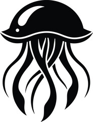 
Solid black outline Freshwater Jellyfish animal vector silhouette illustration, aquatic design  