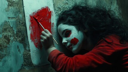 Child Painting National Flag on Face with Creative Flair