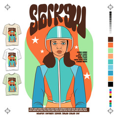 Mulher astronauta para estampa de camisetas