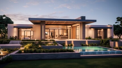 Modern Luxury Home With Infinity Pool And Landscaping