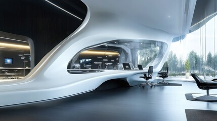 Futuristic Office Design Modern Workspace Interior