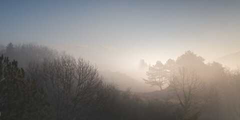 Montagne dans la brume Ardèche France