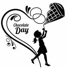Chocolate Day vector silhouette black design white background