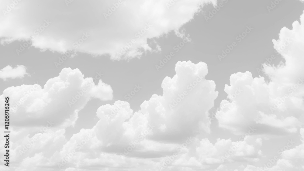 Wall mural sky with white clouds background. white clouds from above. top view from an airplane over white clou