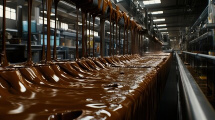Melting Chocolate in Factory Production Line