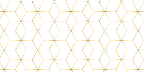 Seamless pattern with hexagon square cube geometric pattern shapes grid metal element texture design. gold cube gradient science web tech connection triangle diamond honeycomb hexagon.