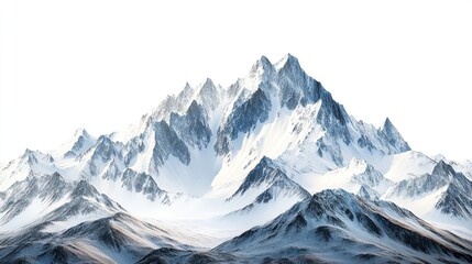High mountain peak cut out on a white or transparent background (PNG format). -
