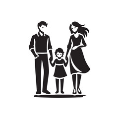 Black Color Family silhouette design Vector Illustration, Solid White Background (16).eps