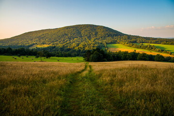 Morning View of Lackowa Mountain in the Low Beskids, Poland