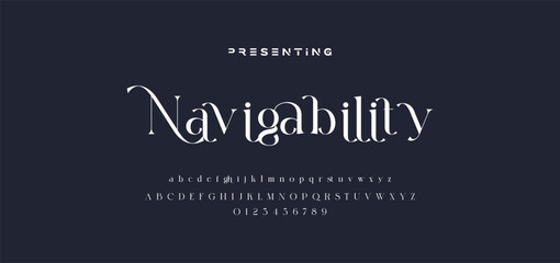 Premium luxury elegant alphabet letters and numbers. Elegant wedding typography classic serif font decorative vintage retro. Creative vector illustration