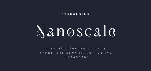 Premium luxury elegant alphabet letters and numbers. Elegant wedding typography classic serif font decorative vintage retro. Creative vector illustration