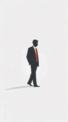 Obraz premium Silhouette of a Businessman Walking: Minimalist Design for Corporate and Professional Settings