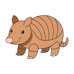 Fototapeta premium Smiling Armadillo Illustration: This cheerful armadillo illustration presents a stylized and playful image of the armored mammal, perfect for conveying fun, education, or design themes. 