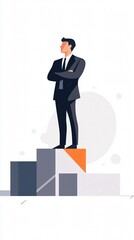 Fototapeta premium Businessman Standing on Podium: A Symbol of Success, Achievement, and Leadership in the Corporate World