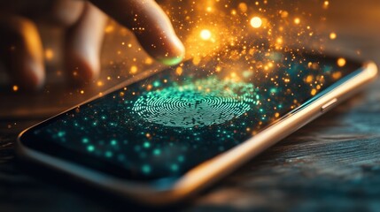 Close-Up of Fingerprint Scanning on Mobile Device