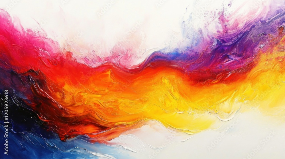 Poster abstract fluid painting with bold vibrant colors featuring flowing textures and a dynamic compositio
