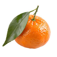 tangerine with leaves  isolated on transparent background
