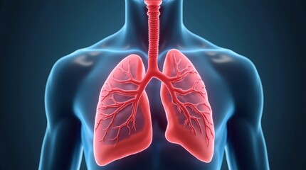 Respiratory virus infection, dangerous lung disease, medical background, 3d illustration