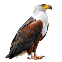 Obraz premium Majestic African Fish Eagle: Isolated on Pure White Background, Perfect for Wildlife Designs and 