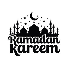Ramadan Kareem Greeting Card with Crescent Moon and Star