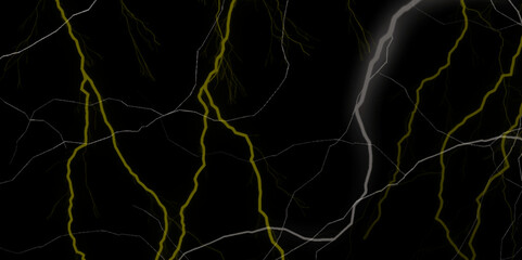 Thunder Stock Image In Black Background. Massive lightning bolt with branches isolated on black background.