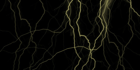 Thunder Stock Image In Black Background. Massive lightning bolt with branches isolated on black background.