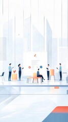 Obraz premium Business Meeting in Modern Office: Team Collaboration and Data Analysis for Strategic Growth and Innovation