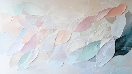 Abstract Pastel Leaf Impasto Painting Artwork
