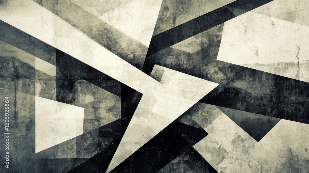 Leinwandbilder abstract geometric design with fragmented angular shapes, sharp shadows and highlights creating a la