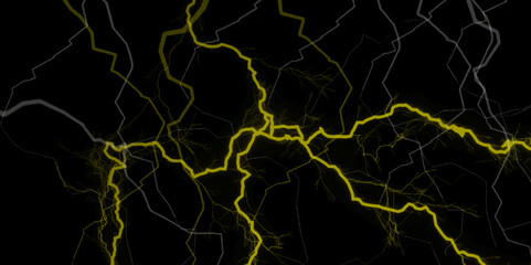 Thunder Stock Image In Black Background. Massive lightning bolt with branches isolated on black background.