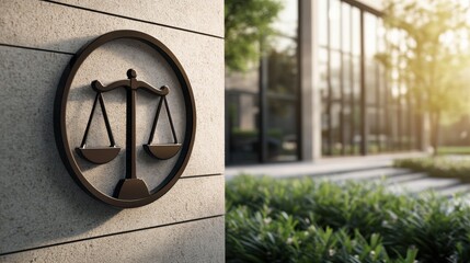 Modern Law Firm Logo on Contemporary Building