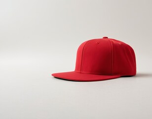 Fototapeta premium A vibrant red baseball cap displayed on a simple background, perfect for adding a pop of color.