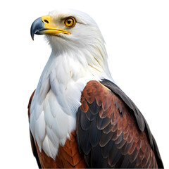 Obraz premium Majestic African Fish Eagle: Isolated on Pure White Background, Perfect for Wildlife Designs and 