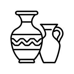 ancient pottery icon, ancient pottery line art - simple line art of ancient pottery, perfect for ancient pottery logos and icons