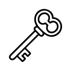 antique key icon, antique key line art - simple line art of antique key, perfect for antique key logos and icons