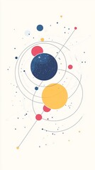 Abstract Geometric Art: Colorful Circles and Lines on White Background - Minimalist Design