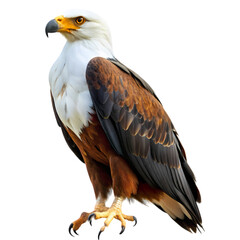 Obraz premium Majestic African Fish Eagle: Isolated on Pure White Background, Perfect for Wildlife Designs and 