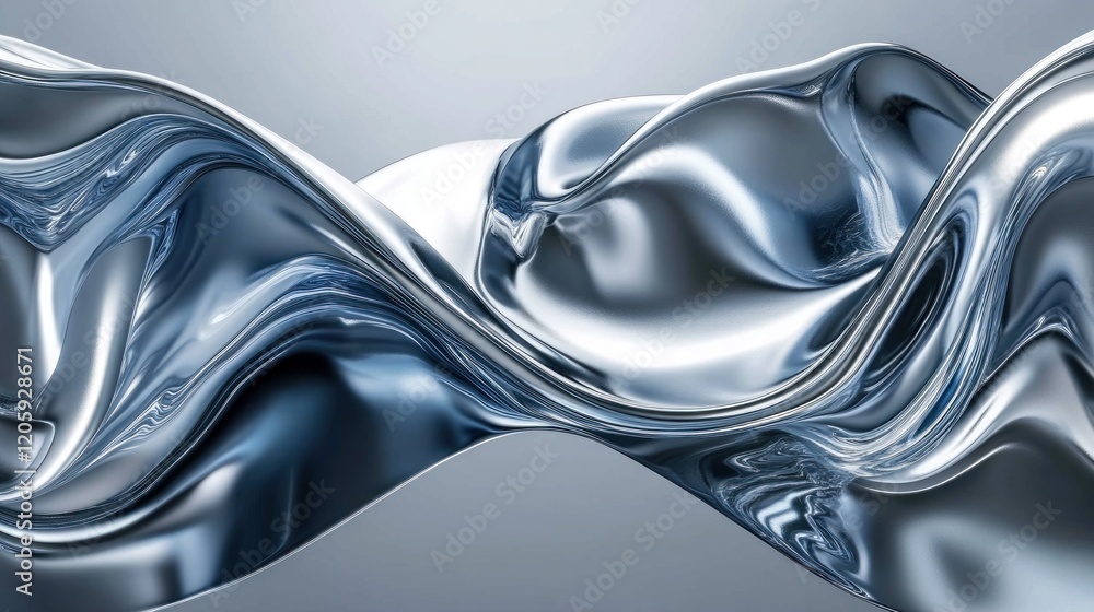 Aufkleber abstract chrome waves with a gradient blue effect create a fluid and modern design