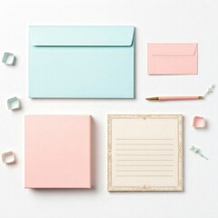 Elegant Stationery Setup with Envelopes and Notepad on White Background