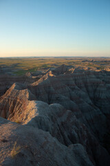 Sunset over rugged Badlands National Park