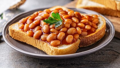 beans on toast vegetarian food, AI generated