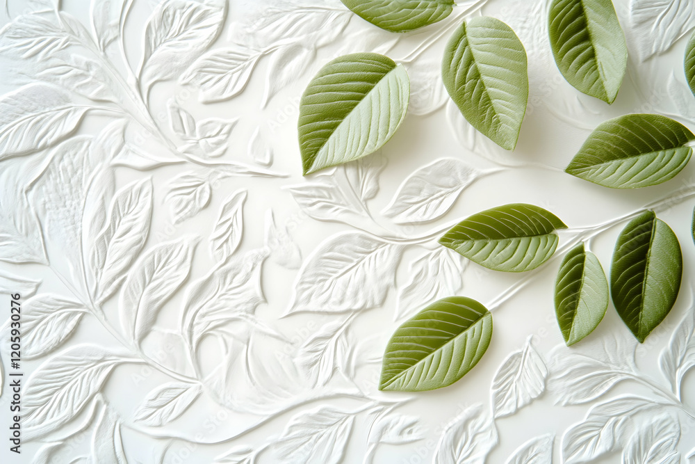 Poster white embossed wallpaper with intricate floral patterns, adding depth and texture