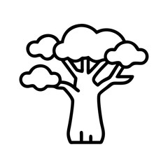 baobab tree icon, baobab tree line art - simple line art of baobab tree, perfect for baobab tree logos and icons