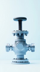 Industrial Valve on Light Blue Background: Precision Engineering and Fluid Control