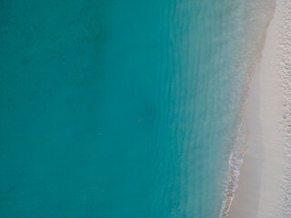 Aerial view of turquoise beach in the Bahamas